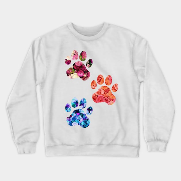 Rose Paw Print Trio Crewneck Sweatshirt by annmariestowe